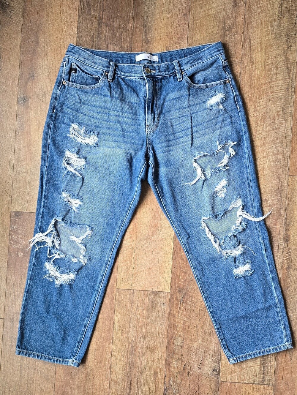 Kancan High Rise Distressed Cropped Wide Leg Jeans Size 15